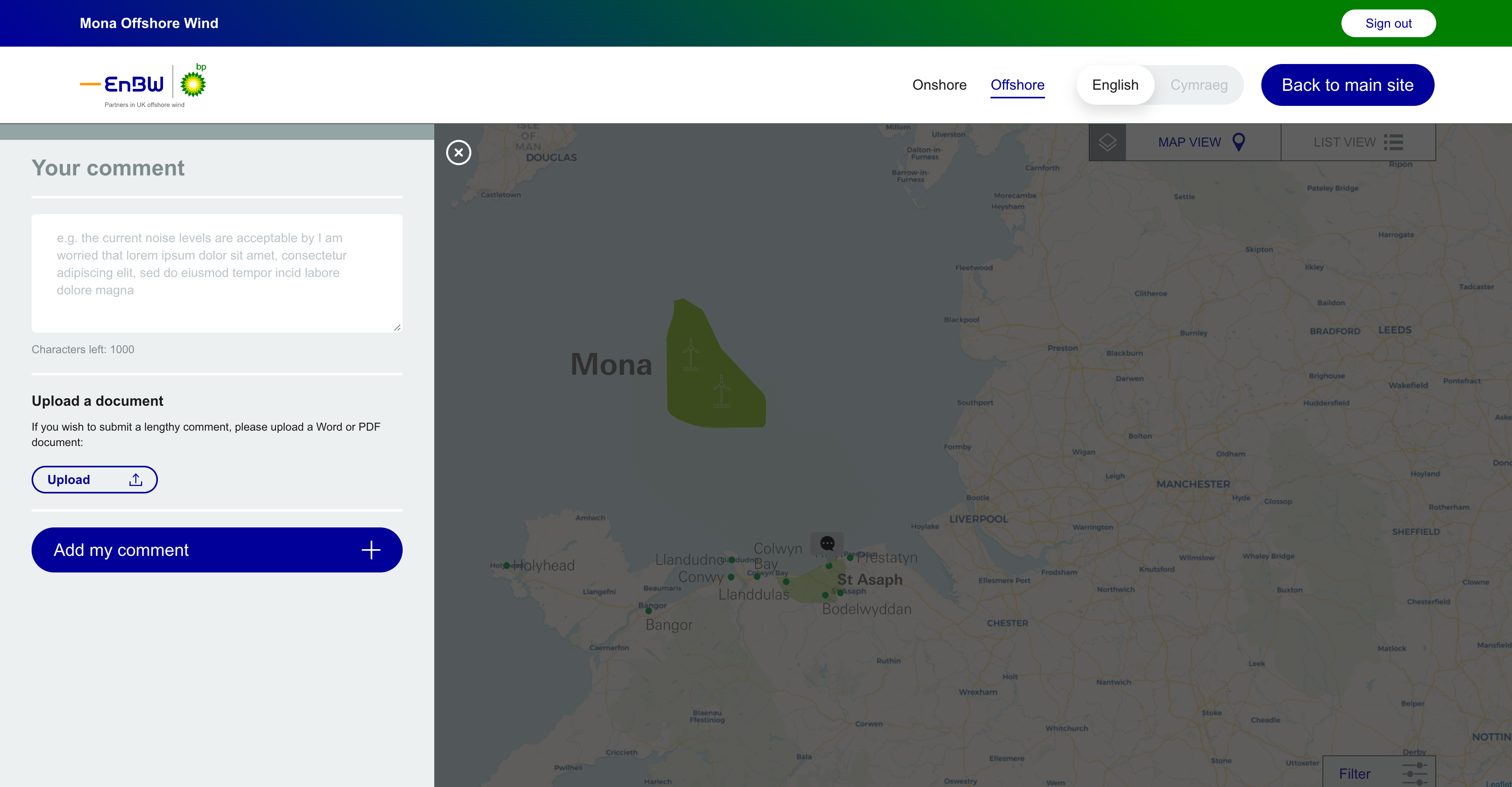 Screenshot of map